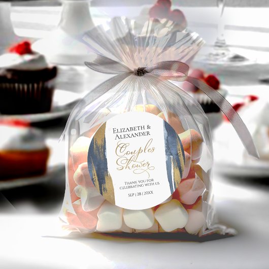 アブストラクト金海軍ブルーカップルシャワーありがとうありがとう ラウンドシール