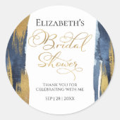 アブストラクト金海軍ブルーブライダルシャワー ラウンドシール (正面)