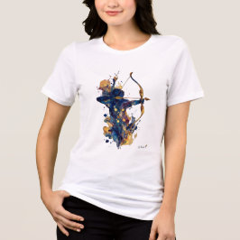 アブストラクト アーチャー | 流れるようなインクの水彩アクションアート トライブレンドTシャツ