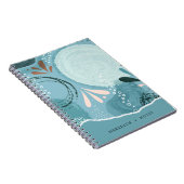 アブストラクト エレガンス アクア ティール パーソナライズド ノートブック (右側)