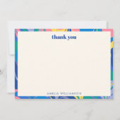 アブストラクト カラフル マーブル ブルー カスタム ブライダル シャワー サンキューカード (正面)