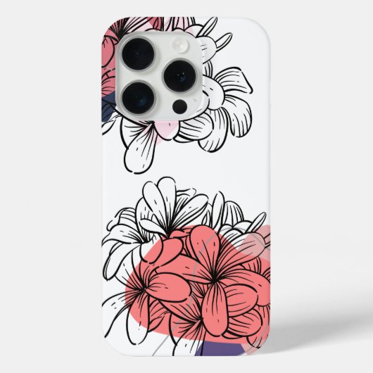 「アブストラクト コーラル フローラル」iPhone 15 Pro カバー (裏面)