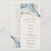 アブストラクト シック ブルー ゴールド ビーチ ウェディング プログラム (正面/裏面)