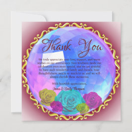 アブストラクト ピンク フローラル クリスタル ウェディング アニバーサリー サンキューカード