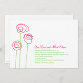 アブストラクト ピンク ローズ ウェディング 招待状 (正面/裏面)