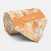 アブストラクト ピーチとタン ボタニカル ネクタイ (ロール)