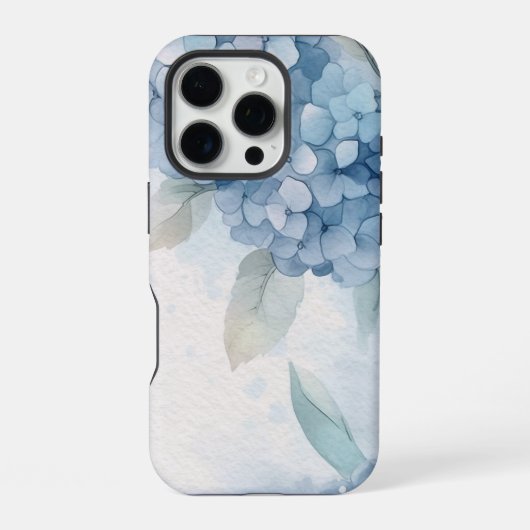 アブストラクト フローラル ブルー ハイドレンジア 花 iPhoneケース (裏面)