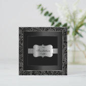 アブストラクト ブラック＆シルバーパーティー |  アニバーサリー 招待状 (スタンド正面)