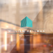 アブストラクト ホーム ロゴ ティール/ホワイト ウィンドウ クリング ウィンドウサイン (シート2)