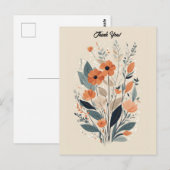 アブストラクト ボーホー フラワーの感謝カード ポストカード (正面/裏面)