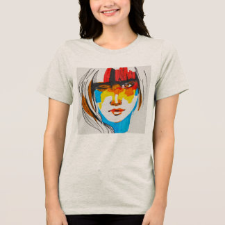 アブストラクト ポップアート ポートレート 女性 グラフィックTシャツ トライブレンドTシャツ