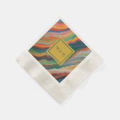 アブストラクト マーブル アフリカン モノグラム ウェディング 縁ありカクテルナプキン (角)