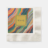 アブストラクト マーブル アフリカン モノグラム ウェディング 縁ありカクテルナプキン (正面)