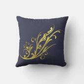 アブストラクト ラグジュアリー フェイク ゴールド フラワー クッション (裏面)