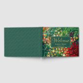 アブストラクト レッド グリーン ゴールド スターズ パーソナライズド ウェルカム ゲストブック (全面)
