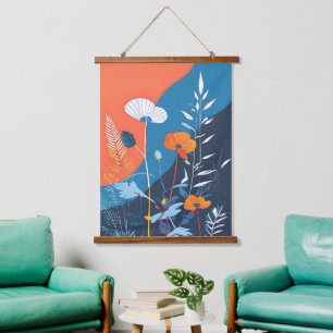 アブストラクト ヴィヴィッド ブルームス ポスター 吊り下げ型タペストリー