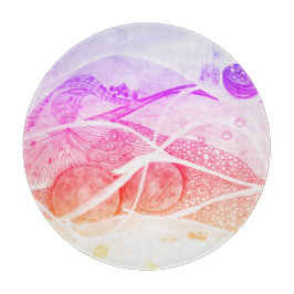 アブストラクモダンションブラックとピンクの惑星宇宙 カッティングボード