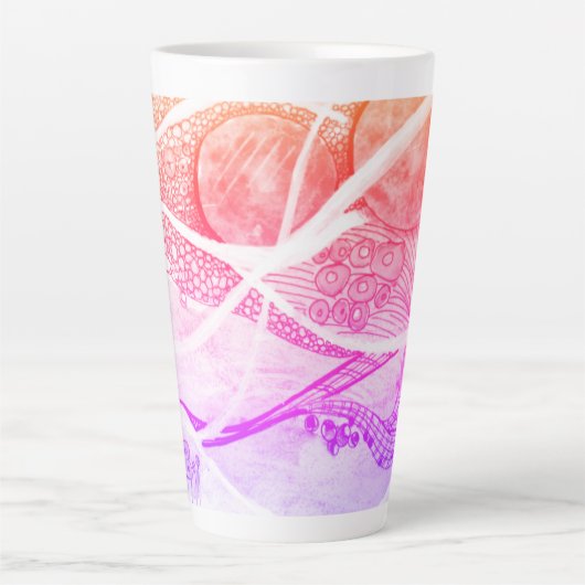 アブストラクモダンションブラックとピンクの惑星宇宙 カフェラテマグ (正面)