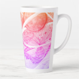 アブストラクモダンションブラックとピンクの惑星宇宙 カフェラテマグ