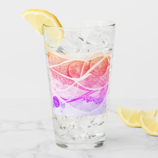 アブストラクモダンションブラックとピンクの惑星宇宙 タンブラーグラス (アイス正面)