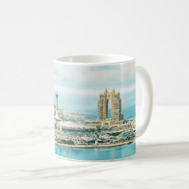 アブダビのスカイライン 水彩画の旅行記念品 コーヒーマグカップ