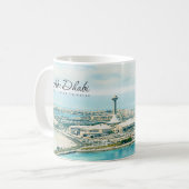 アブダビのスカイライン 水彩画の旅行記念品 コーヒーマグカップ (正面左)