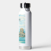 アブダビのスカイライン 水彩画 トラベル ミニ記念品 ウォーターボトル (左面)