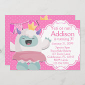 アブミナブルスノープリンセスイェティガールズ誕生日 招待状 (正面/裏面)