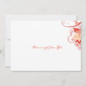 アブラクサス アブストラクト フローラル | ピーチ コーラル 招待状 (裏面)