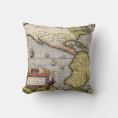 アブラハム・オルテリウスによるアメリカ大陸の古地図 クッション (正面)