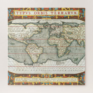 アブラハム・オルテリウスによるヴィンテージ世界地図 1587–1595 ジグソーパズル