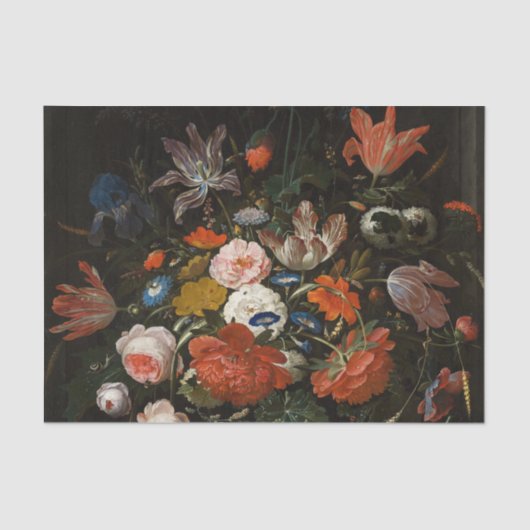 アブラハム・ミグノンによるガラスの花瓶の中の花 薄葉紙 (正面)