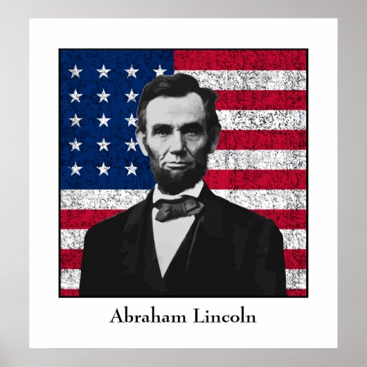 アブラハム・リンカーンと米国国旗 ポスター (正面)