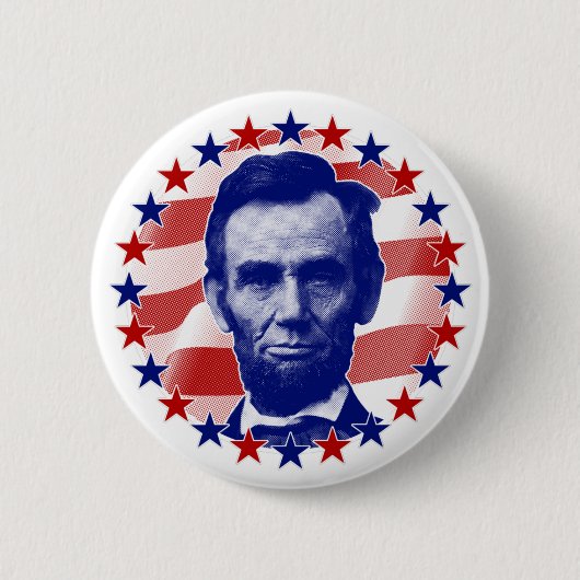 アブラハム・リンカーン大統領の星とストライプ 缶バッジ (正面)