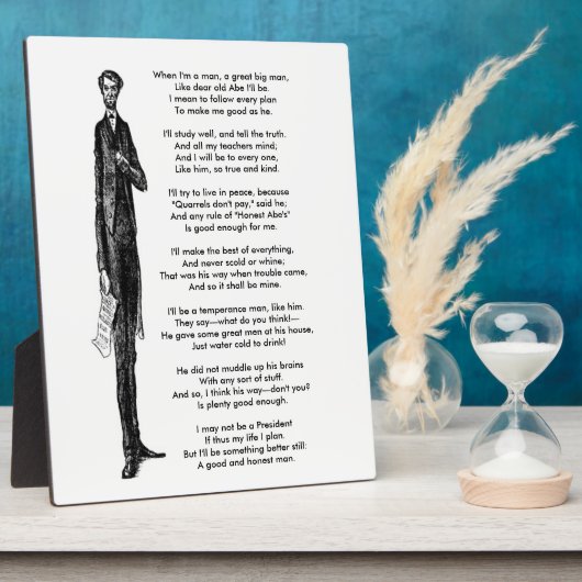 アブラハム・リンカーン大統領へのオマージュ ヴィンテージ詩 フォトプラーク (側面)
