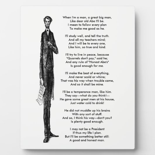 アブラハム・リンカーン大統領への献上品ヴィンテージ詩 フォトプラーク (正面)