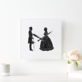 アブラハム・リンカーン・メアリー・トッド・リンカーン・シルエット スクエア壁時計 (ホーム)