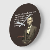 アブラハム·リンカーン·引用文オン·アメリカ·デストラクション ラージ壁時計 (傾斜)