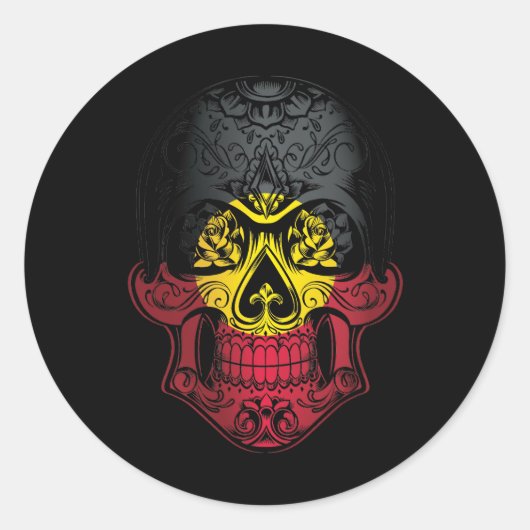 アブリジンスカルとバラ国旗 ラウンドシール (正面)