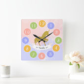 アブリーな一角獣のシルエットにグリッターの四角 スクエア壁時計 (ホーム)