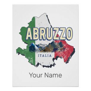 アブルッツォイタリアレトロ地域マップヴィンテージ土産 ポスター