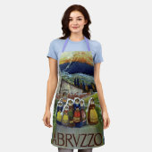 アブルッツォ・イタリア・ヴィンテージ旅行ポスターアートと女性 エプロン (着用した状態)