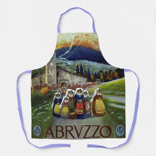 アブルッツォ・イタリア・ヴィンテージ旅行ポスターアートと女性 エプロン (正面)