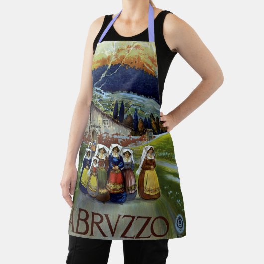 アブルッツォ・イタリア・ヴィンテージ旅行ポスターアートと女性 エプロン (インサイチュ)