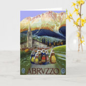 アブルッツォ・イタリア・ヴィンテージ旅行ポスターアートと女性 カード (黄色い花)