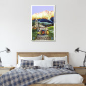 アブルッツォ・イタリア・ヴィンテージ旅行ポスターアートと女性 キャンバスプリント (インサイチュ (寝室))