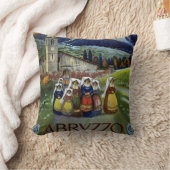 アブルッツォ・イタリア・ヴィンテージ旅行ポスターアートと女性 クッション (ブランケット)