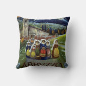 アブルッツォ・イタリア・ヴィンテージ旅行ポスターアートと女性 クッション (裏面)