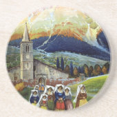 アブルッツォ・イタリア・ヴィンテージ旅行ポスターアートと女性 コースター (正面)