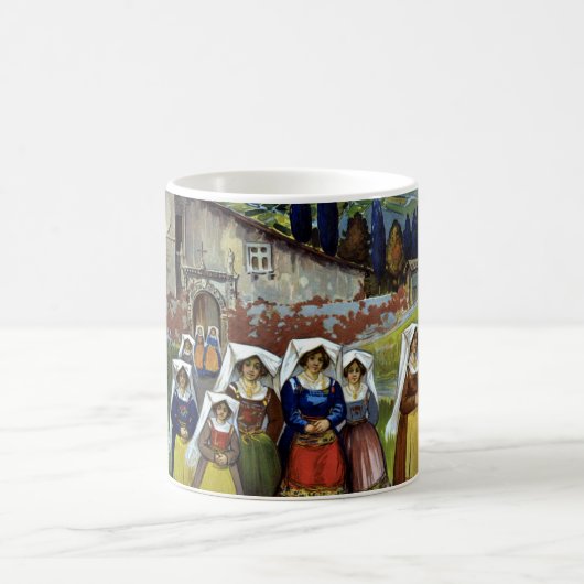 アブルッツォ・イタリア・ヴィンテージ旅行ポスターアートと女性 コーヒーマグカップ (中央)